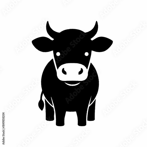 Simple black and white cow icon illustration.