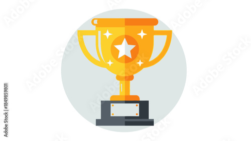 A golden trophy with a star in the center, symbolizing achievement and success in a competitive event.