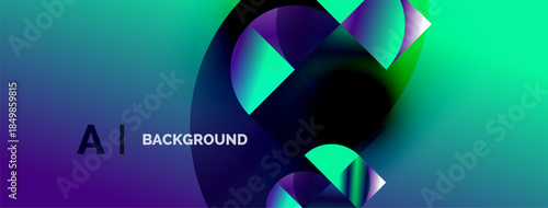 Abstract vibrant background. Gradient colors blend, creating dynamic circular shapes. Text reads AI BACKGROUND. Modern design, visually appealing.