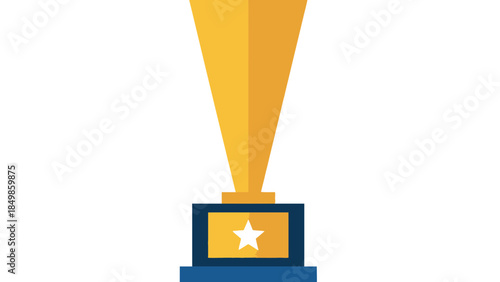 An award trophy with a star emblem is viewed from the front on a white background