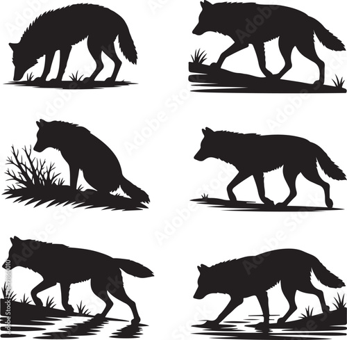 Majestic Wolf Silhouette Vector Illustration – Wild Animal Logo Design