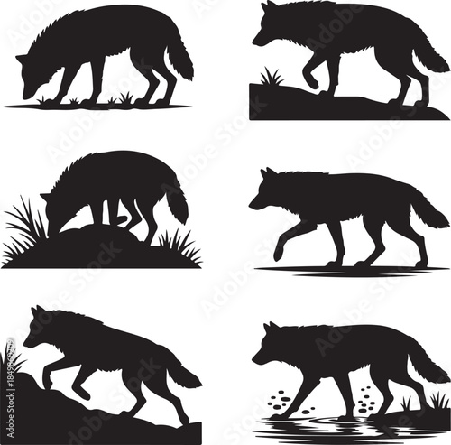 Majestic Wolf Silhouette Vector Illustration – Wild Animal Logo Design