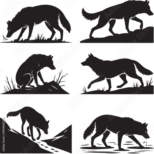 Majestic Wolf Silhouette Vector Illustration – Wild Animal Logo Design