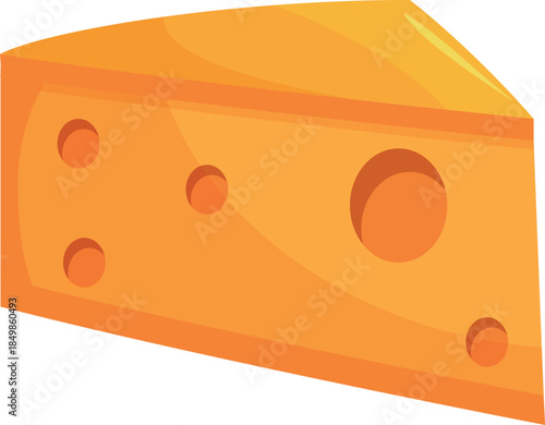 Cartoon cheese wedge, representing dairy products, snacks, and healthy eating habits