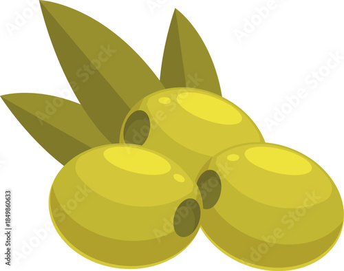 Ripe green olives with leaves represent healthy eating and mediterranean cuisine, promoting a nutritious lifestyle