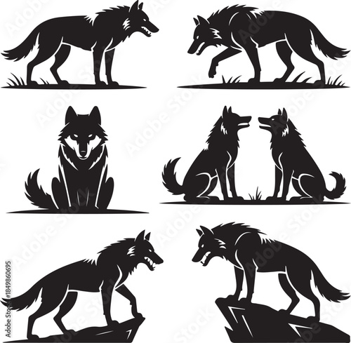 Majestic Wolf Silhouette Vector Illustration – Wild Animal Logo Design