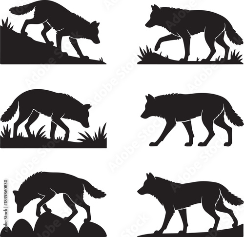 Majestic Wolf Silhouette Vector Illustration – Wild Animal Logo Design