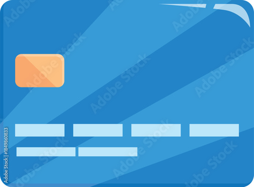 Blue credit card with chip and magnetic stripe symbolizing secure online transactions and modern banking