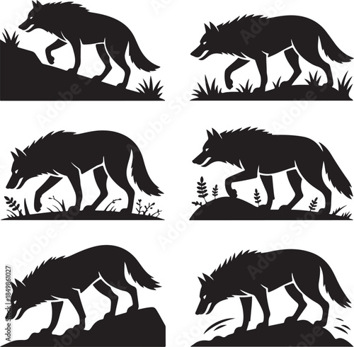 Majestic Wolf Silhouette Vector Illustration – Wild Animal Logo Design