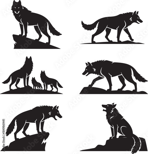 Majestic Wolf Silhouette Vector Illustration – Wild Animal Logo Design