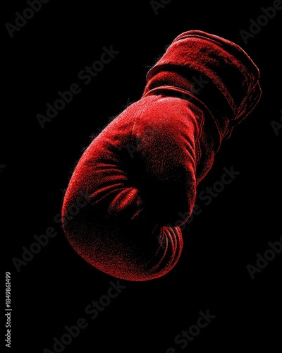 Red Boxing Glove Against Black Background