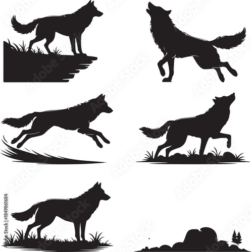 Majestic Wolf Silhouette Vector Illustration – Wild Animal Logo Design
