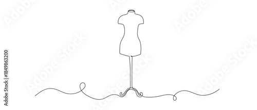 Tailor mannequin one line drawing isolated white background
