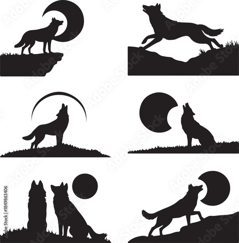 Majestic Wolf Silhouette Vector Illustration – Wild Animal Logo Design