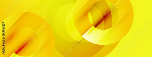Abstract yellow design features overlapping curved shapes. Smooth gradients create dynamic visual interest, modern aesthetic.