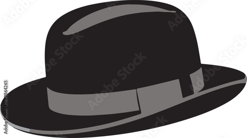 A classic black fedora hat with a stylish ribbon band, perfect for formal attire