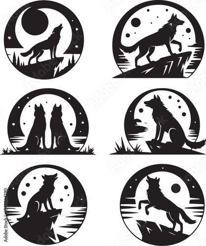 Majestic Wolf Silhouette Vector Illustration – Wild Animal Logo Design