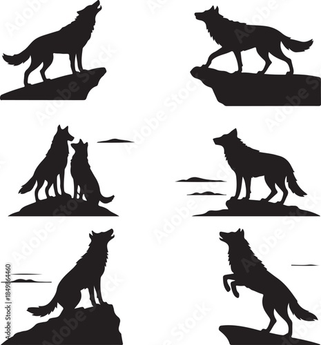 Majestic Wolf Silhouette Vector Illustration – Wild Animal Logo Design