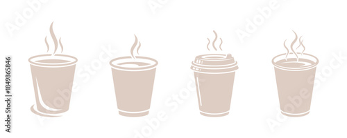 Vector icon of hot tea in a paper cup on a white background

