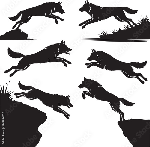 Majestic Wolf Silhouette Vector Illustration – Wild Animal Logo Design