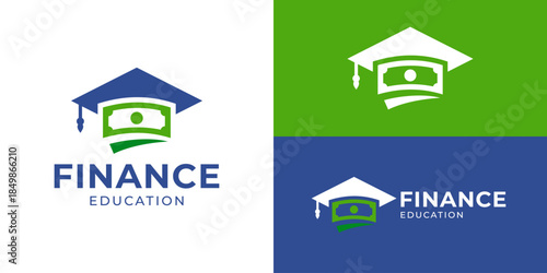 Creative simple finance education logo template. Acounting financial management logo design vector illustration.