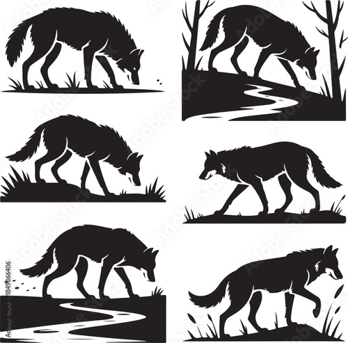 Majestic Wolf Silhouette Vector Illustration – Wild Animal Logo Design