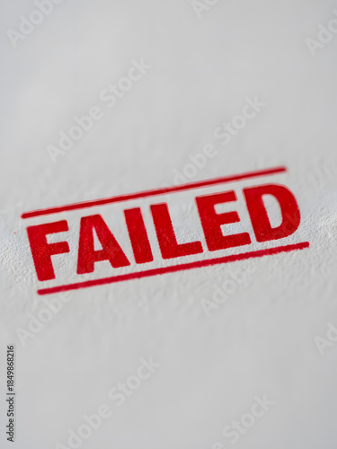 Failed stamp on white paper background