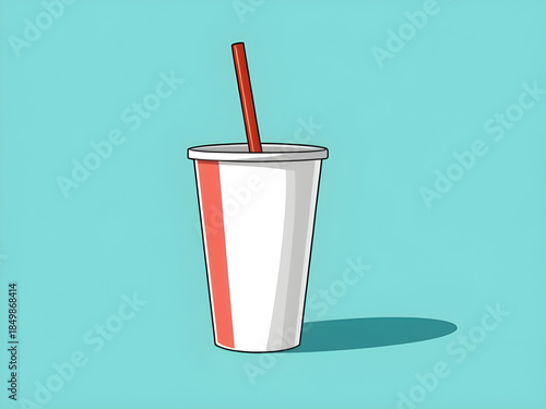 soft drink, soda cup, cola cup, fizzy beverage, cold beverage, fast food drink, takeaway drink, disposable cup, paper cup, plastic lid, drinking straw, refreshment, thirst, cafe drink, restaurant drin