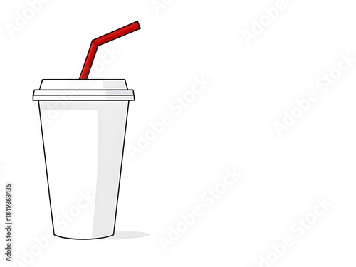 soda, soft drink, cola, fizzy drink, beverage, drink, fast food, takeaway, disposable cup, paper cup, cup, straw, lid, cold drink, refreshment, cafe, restaurant, diner, snack, junk food, cartoon, illu