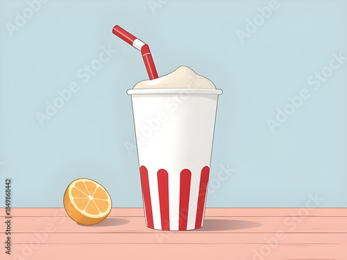 soda, soft drink, cola, fizzy drink, beverage, drink, fast food, takeaway, disposable cup, paper cup, cup, straw, lid, cold drink, refreshment, cafe, restaurant, diner, snack, junk food, cartoon, illu