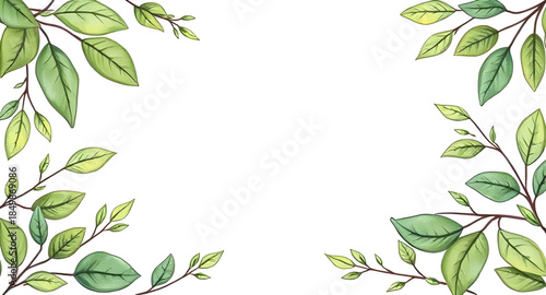 green leaves frame design, botanical foliage frame vector, tropical greenery border illustration, floral leaves frame background, eco nature plant border, jungle leaf ornament frame, green leaf border