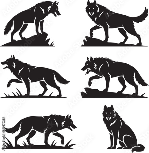 Majestic Wolf Silhouette Vector Illustration – Wild Animal Logo Design