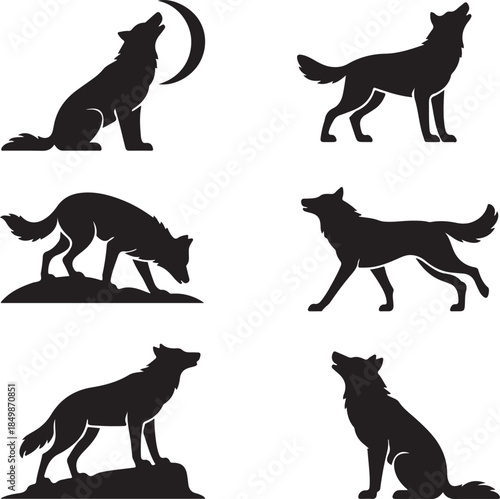 Majestic Wolf Silhouette Vector Illustration – Wild Animal Logo Design