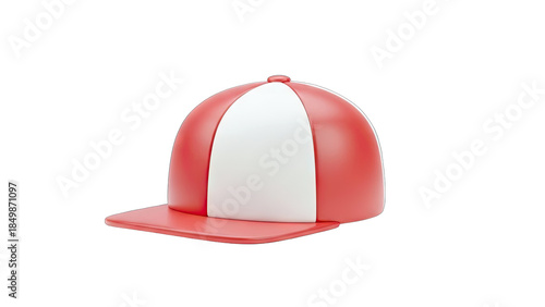 Red and White Baseball Cap Isolated on White Background