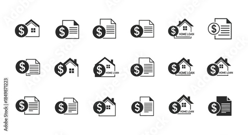 Iconic Home Loan Graphics: A Collection of Modern Real Estate Finance Symbols
