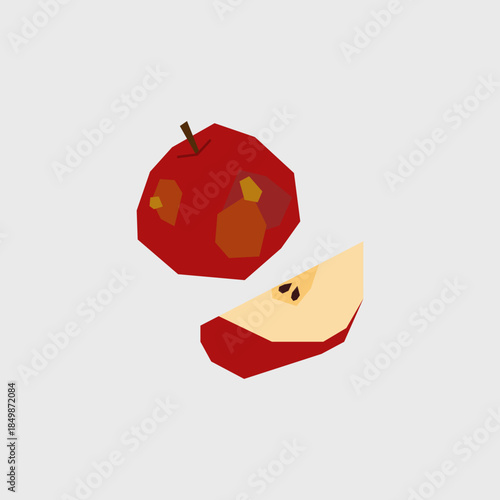 Fresh apple illustration. Simple icon of organic fruits for farmers market advertising. Vector symbol of harvested food in minimal flat style.