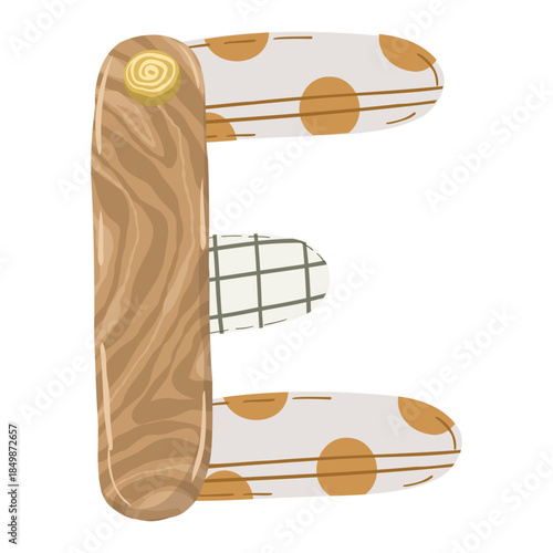 Hand-drawn boho baby nursery vector set with clothes, strollers, and nature elements in neutral earthy tones for kids' textile, stationery, and room decor