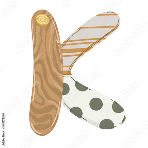 Hand-drawn boho baby nursery vector set with clothes, strollers, and nature elements in neutral earthy tones for kids' textile, stationery, and room decor