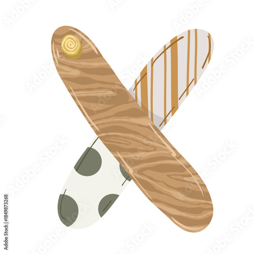 Hand-drawn boho baby nursery vector set with clothes, strollers, and nature elements in neutral earthy tones for kids' textile, stationery, and room decor