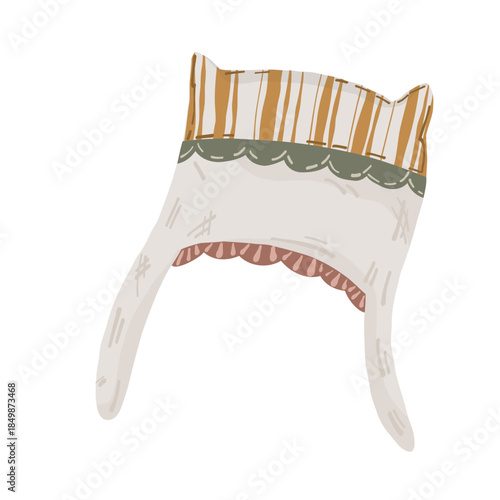 Boho baby nursery vector  set with clothes, accessories and toys, hand drawn  illustration. Cute scandinavian newborn bodysuit, hats, rainbow and wooden rattles isolated on white background