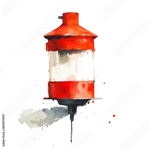 Watercolor_style_painting_of_a_red_chicken_feeder, A vectorized, Hand-painted style, vector set available in EPS An Elegant watercolor painting design collection