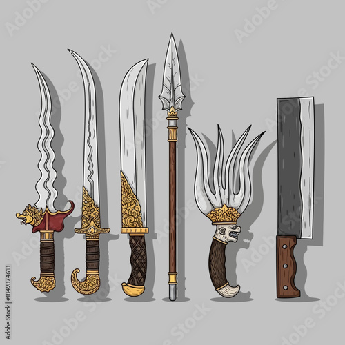 Collection of Traditional Swords and Daggers.
