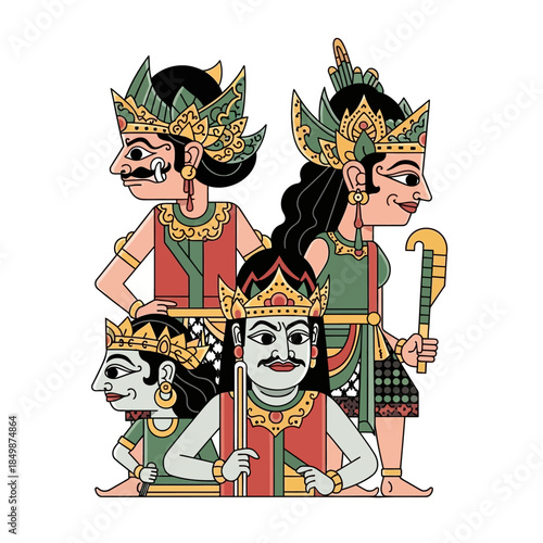 Traditional Balinese Dancers in Colorful Costumes.