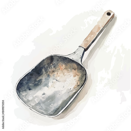 A vectorized, Hand-painted style, vector set available in EPS An Elegant watercolor painting design_Watercolor_style_painting_of_a_metal_grain_scoop