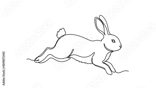 Dynamic rabbit running with joyful expression in minimalist style