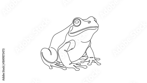 Frog sitting in a natural pose looking upwards with big eyes