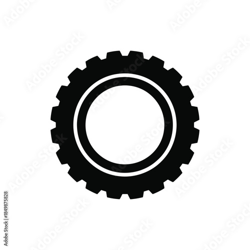 Black tire silhouette icon isolated on white background