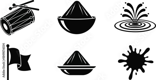 Black and white symbols and icons set