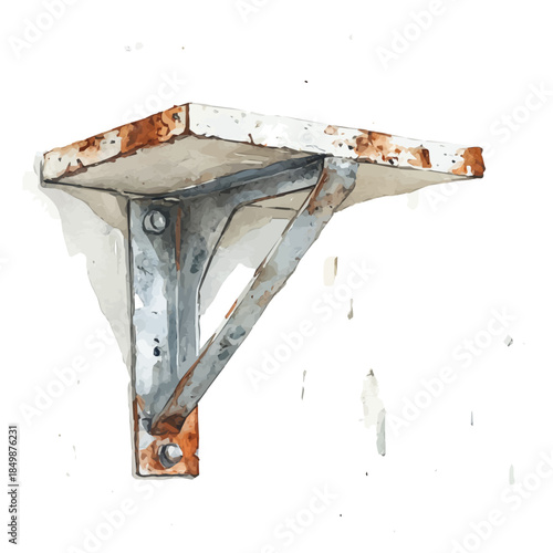 A vectorized, Hand-painted style, vector set available in EPS An Elegant watercolor painting design_Watercolor_style_painting_of_a_metal_wall_shelf_bracket