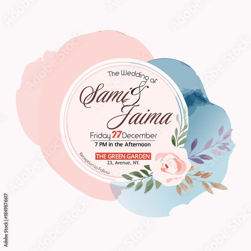 Romantic Watercolor Floral Wedding Invitation Card